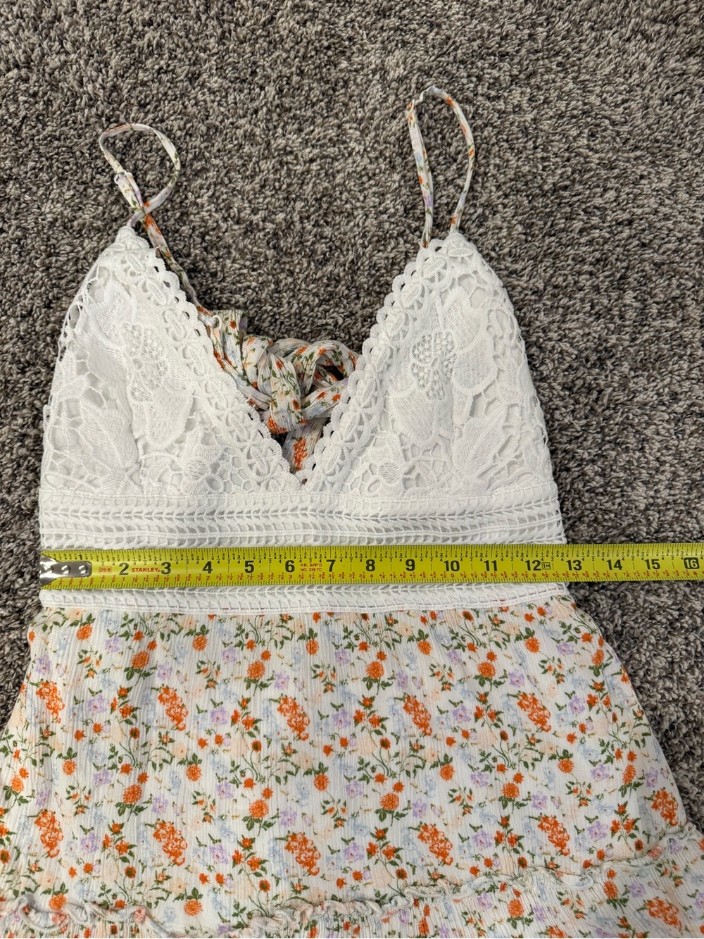Justify Floral Mini Dress Womens Medium Boho Cottagecore Lace Tie Back - Picture 7 of 9